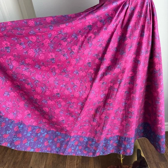 Vintage Suttles & Seawinds Floral Midi Dress Sz XS Pink Romantic Summer Canadian - Picture 6 of 16
